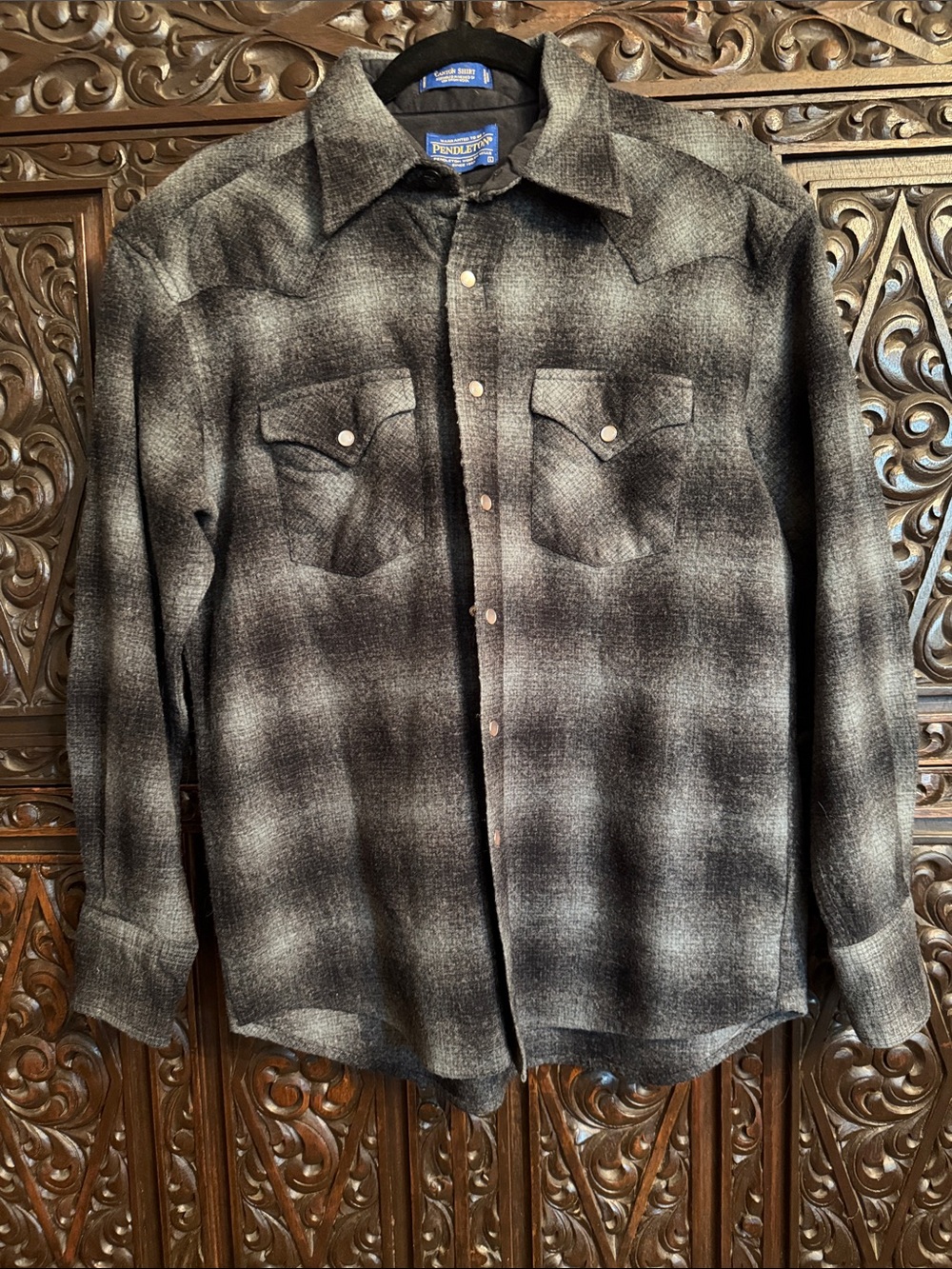 Pendleton Canyon Shirt - Black and Gray Ombre Wool Western Top